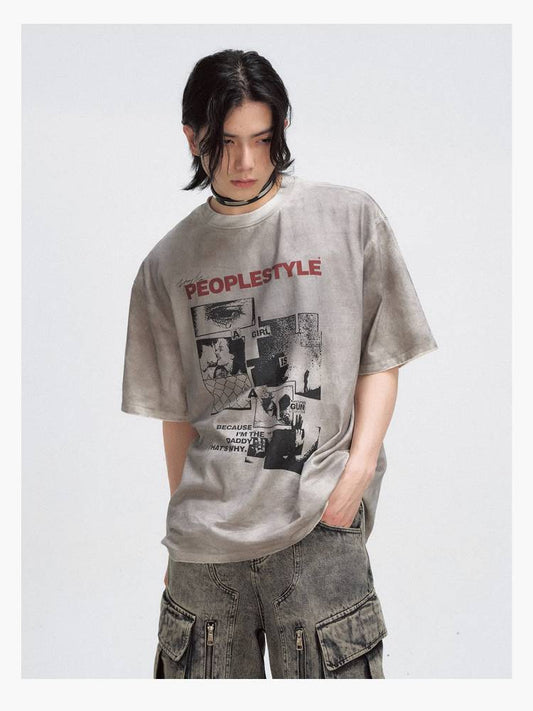Distressed print t-shirt【s0000009207】