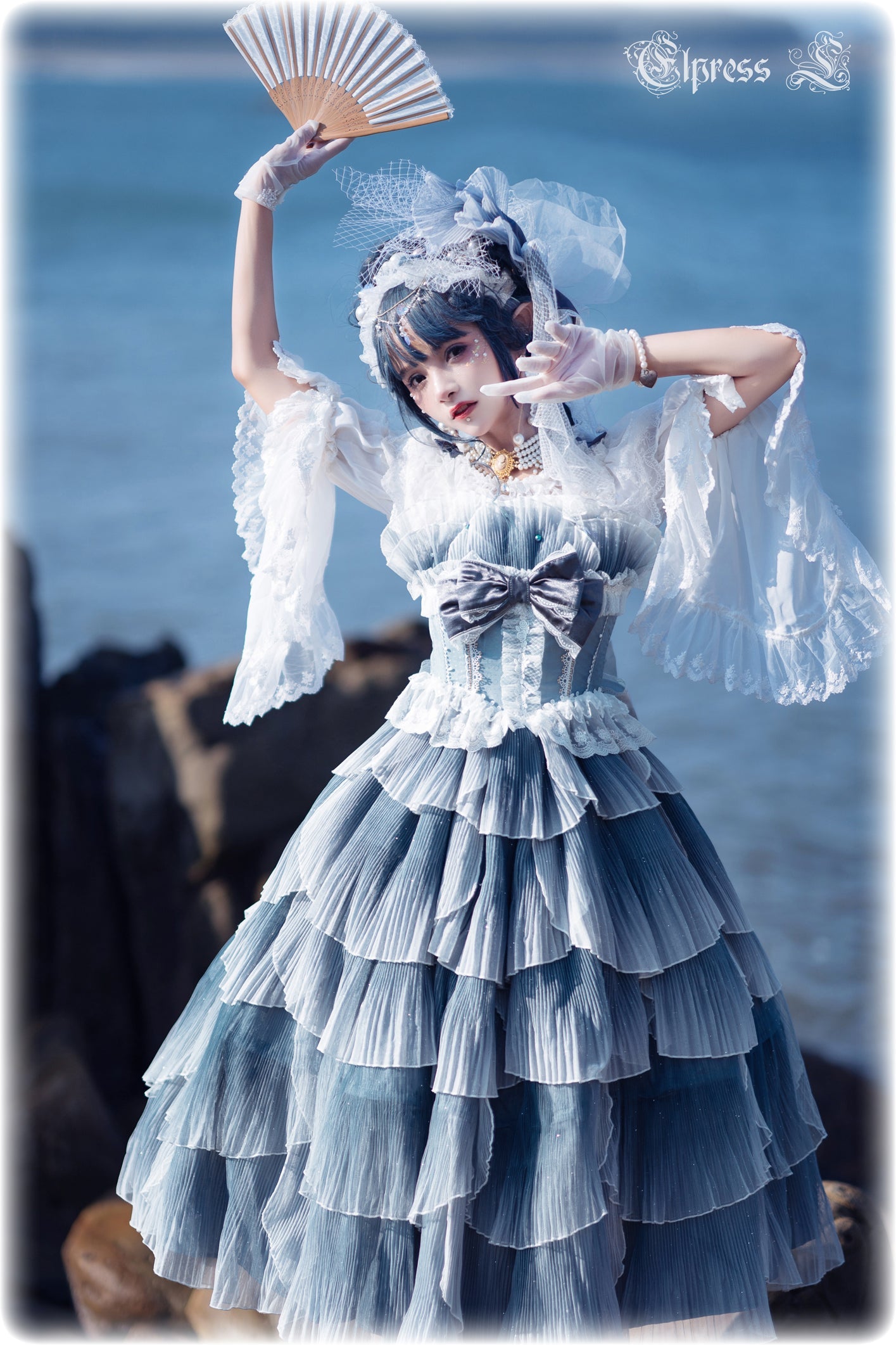 Elpress L - Universal Black White Chiffon Lolita Blouse