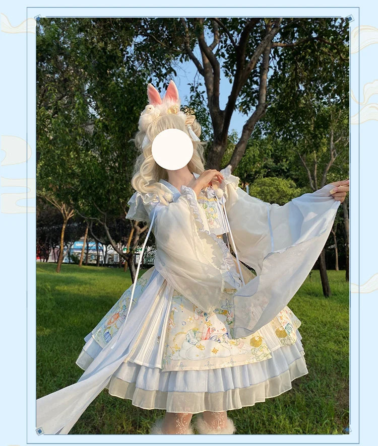 YingLuoFu - Laurel - Kawaii Han Lolita Jumper Dress Rabbit Print