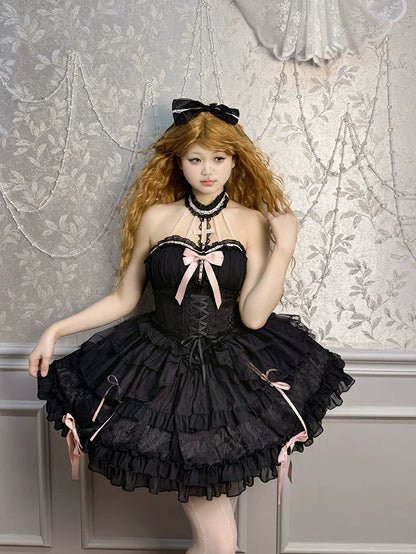 Alice Girl - Cross - Gothic Princess Lolita Corset with Multiple Layers Hem