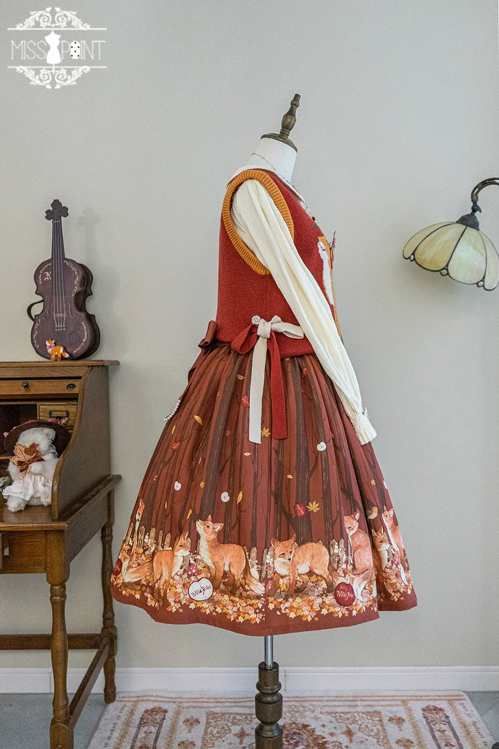 Miss Point - Chubby Fox in the Forest - Kawaii Lolita Vest Customized Lolita Sweater