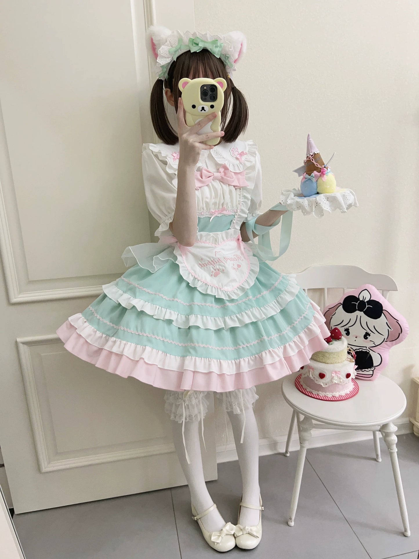 Sugar Girl - Cat Ear Tale - Sweet Lolita Jumper Dress Suspender Dress