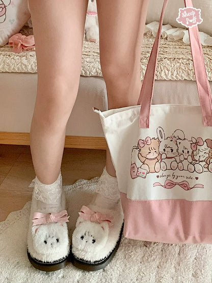 Sheep Puff - Mikko Rolled - Winter Lolita Shoes Warm Fleece Shoes