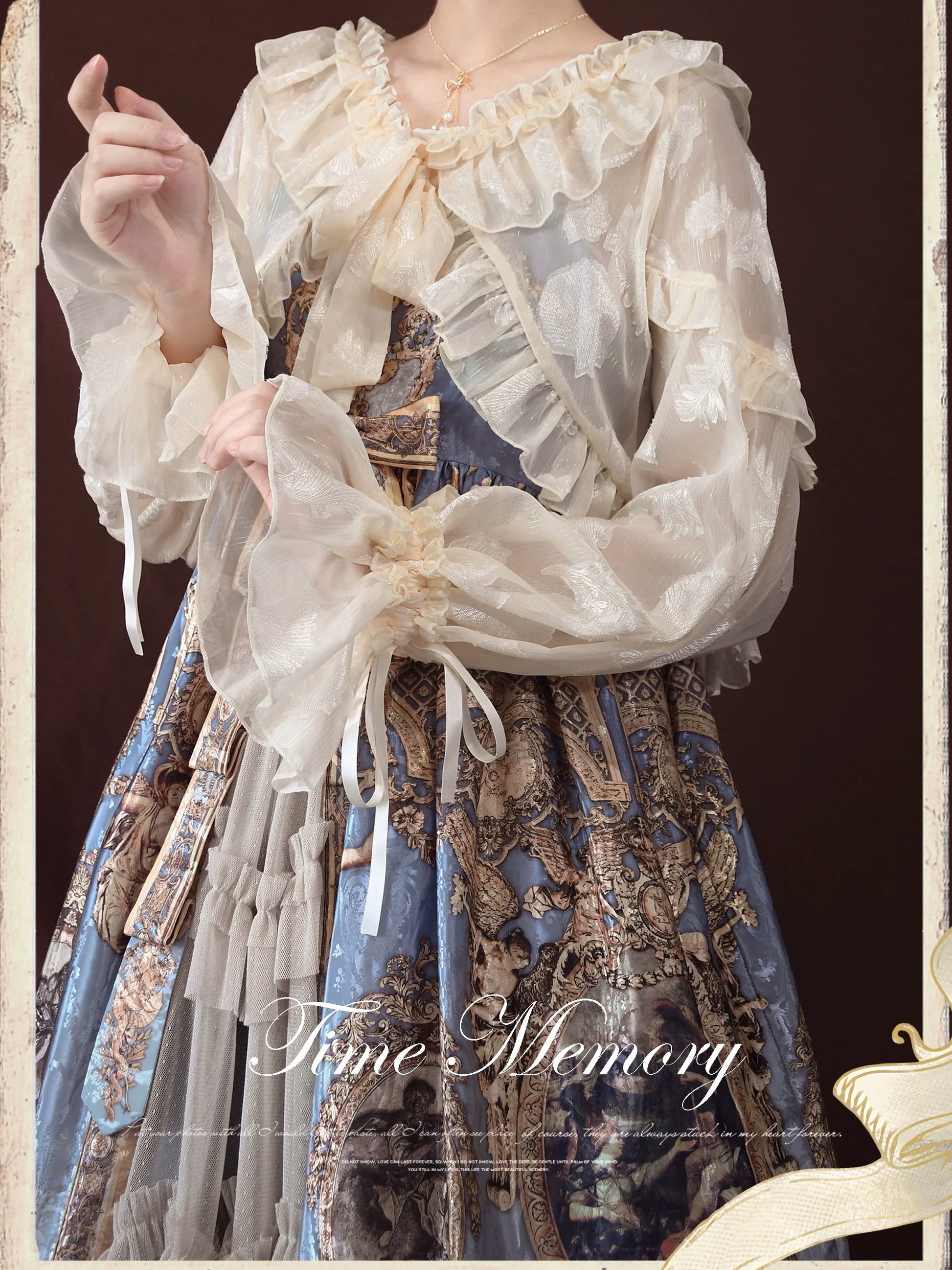 Time Memory - Xianbei - Sweet Lolita Chiffon Lantern Sleeve Cardigan with Bow