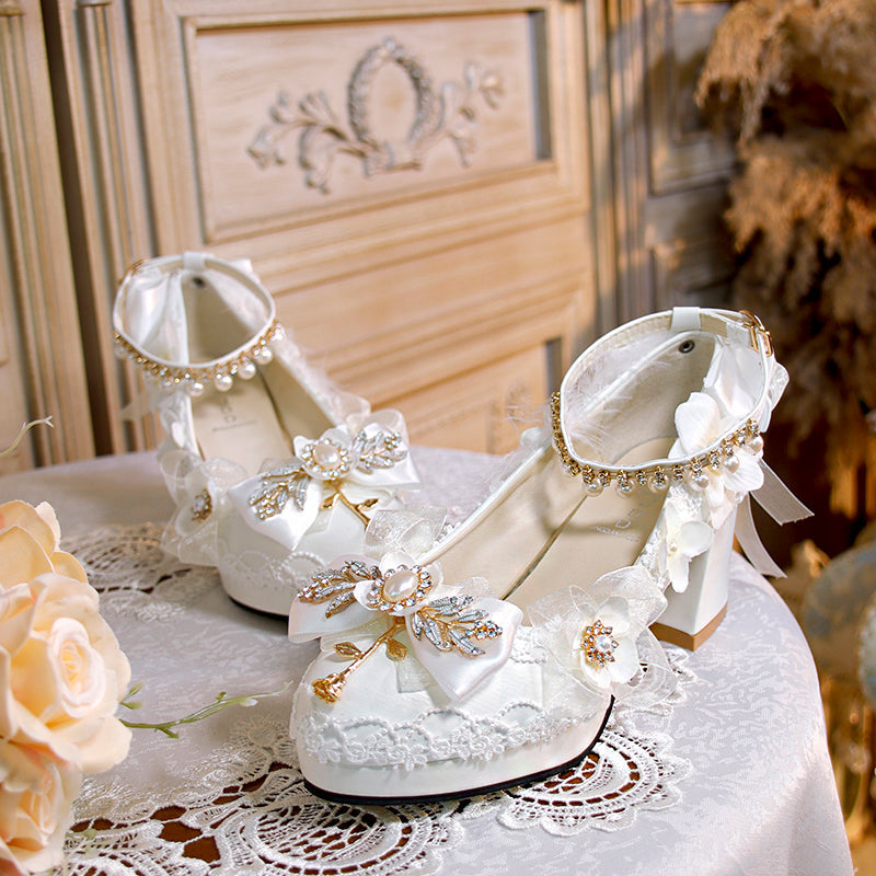 One Night - Wedding Lolita Floral Pointed Toe Heels