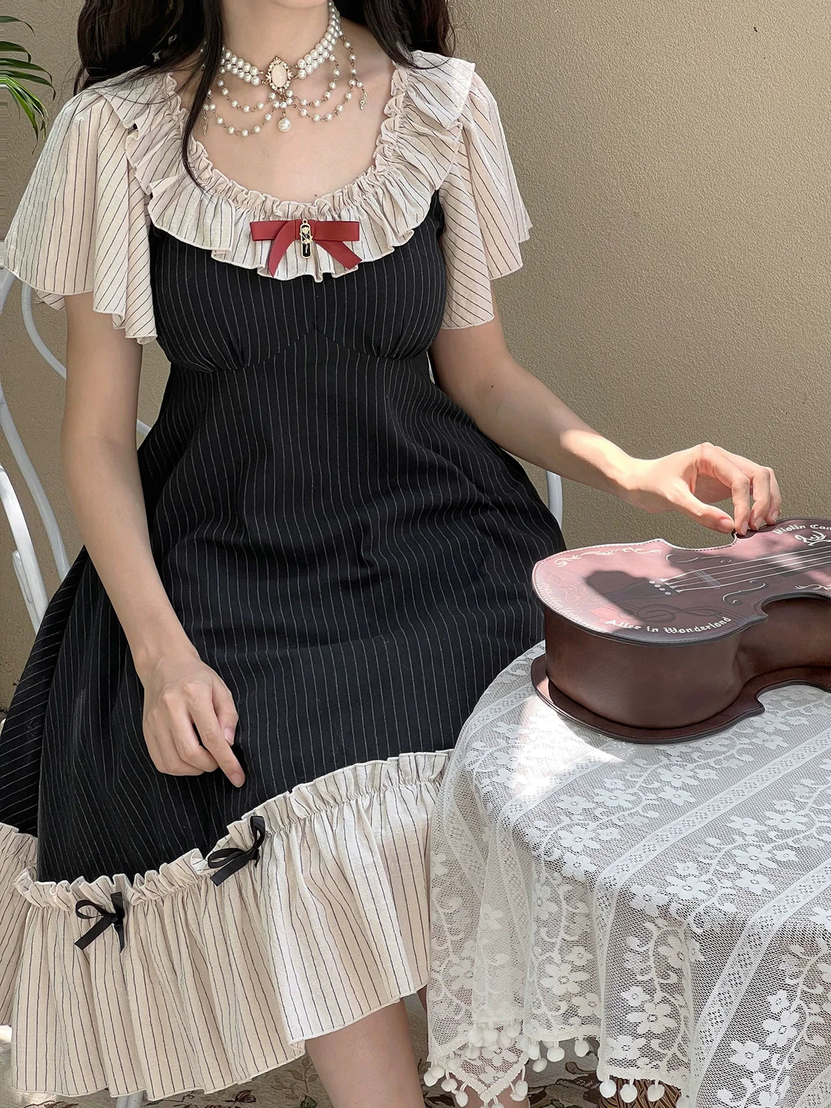 EESSILY - Cotton Plus Size Lolita OP Dress With Pockets & Detachable Bra Pads