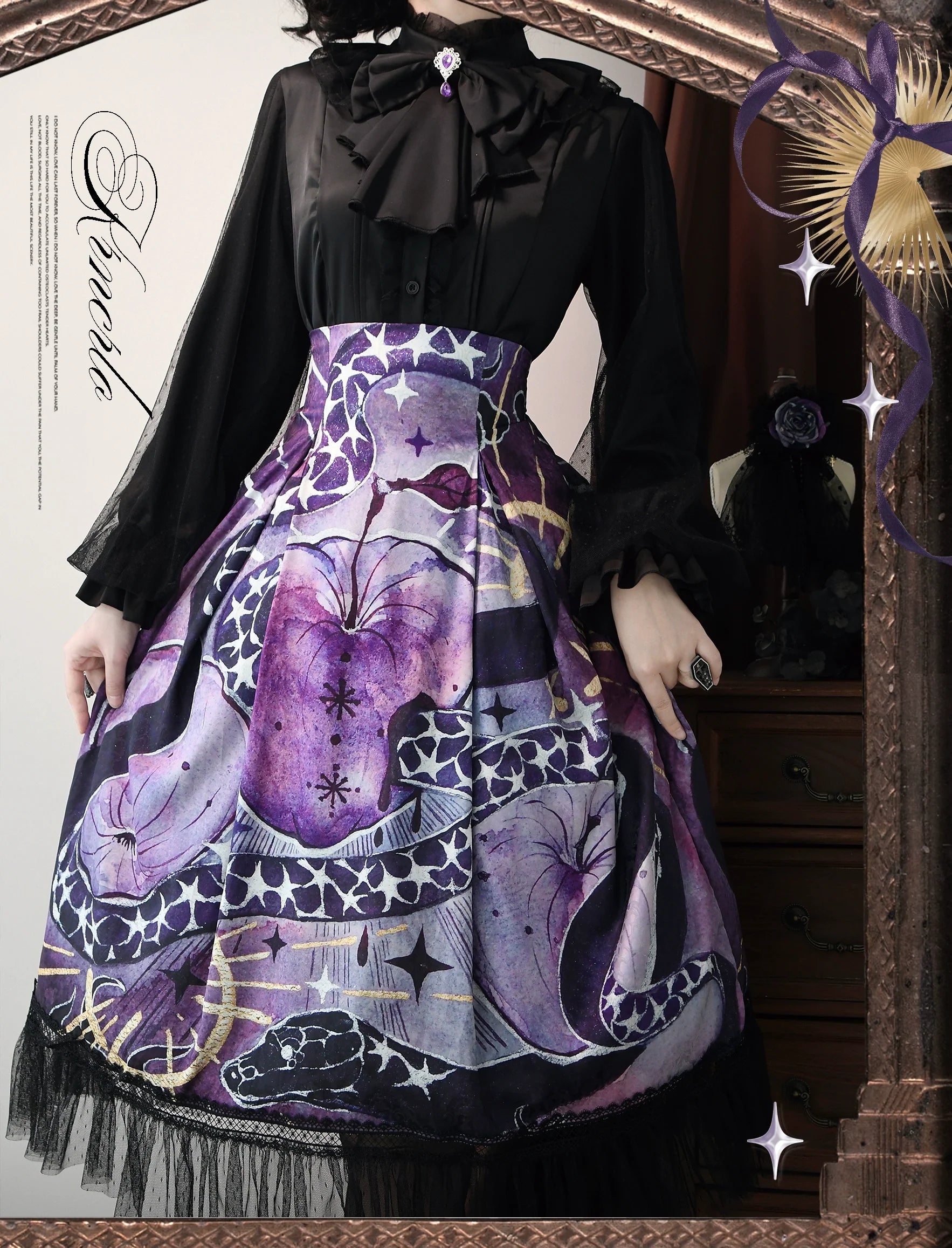 Krncrlo - Laocoon - Gothic Lolita SK Suit With Purple Snake & Apple Print