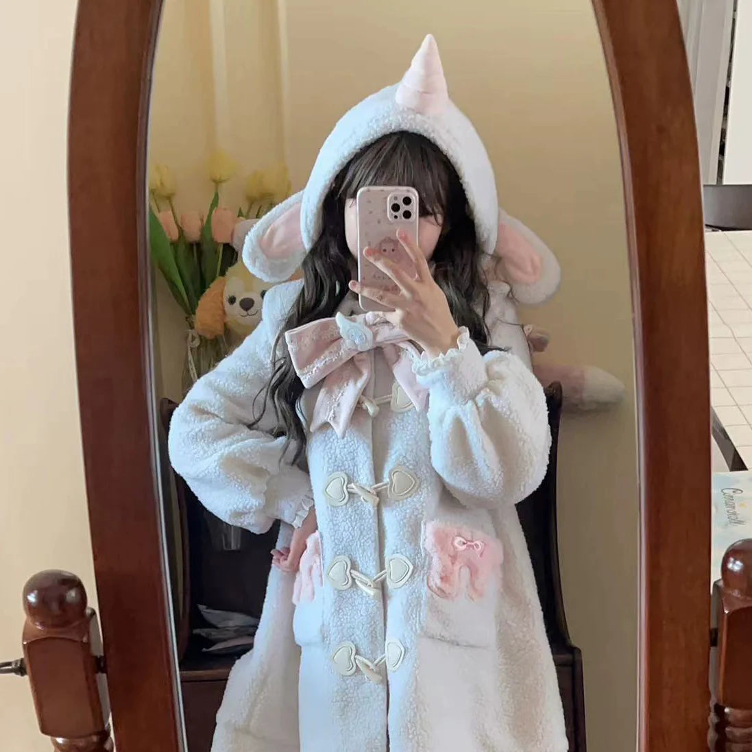 Forest Fluorescent Carps - Sweet Lolita Winter Coat Unicorn and Rabbit Ear Coat