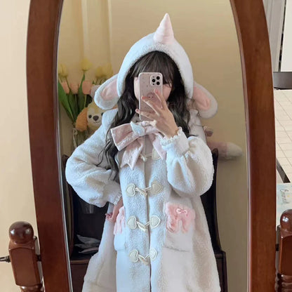 Forest Fluorescent Carps - Sweet Lolita Winter Coat Unicorn and Rabbit Ear Coat