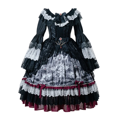 Alice in Wonderland - Undead Rider - Gothic Lolita OP Dress Winter Princess Sleeve Dress