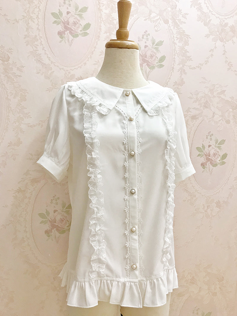 Yilia - J-fashion Lace Flounce Chiffon Lolita Blouse