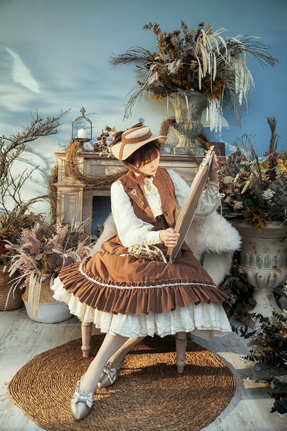 Miss Point - Rose Doll - Elegant Lolita Striped Fishbone Skirt