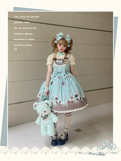 Sweet Dream Sheep - Sweet Dessert - Green Lolita Jumper Dress Lolita Headwear