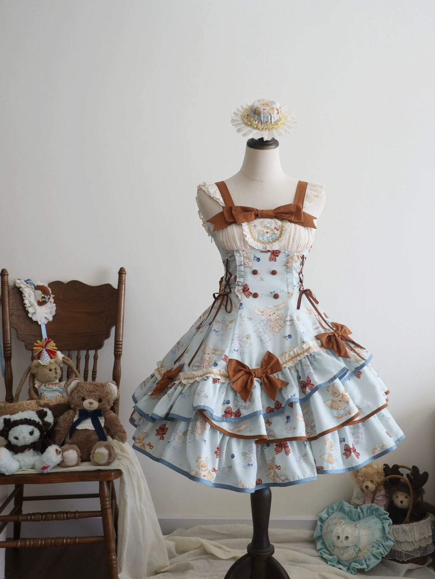 Cheese Mee Mee - Seaside Tea Party - Sweet Lolita Dress Cute Print JSK and Cape
