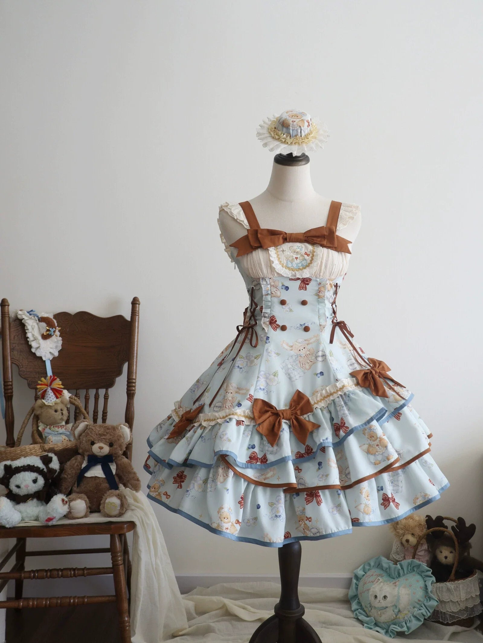 Cheese Mee Mee - Seaside Tea Party - Sweet Lolita Dress Cute Print JSK and Cape