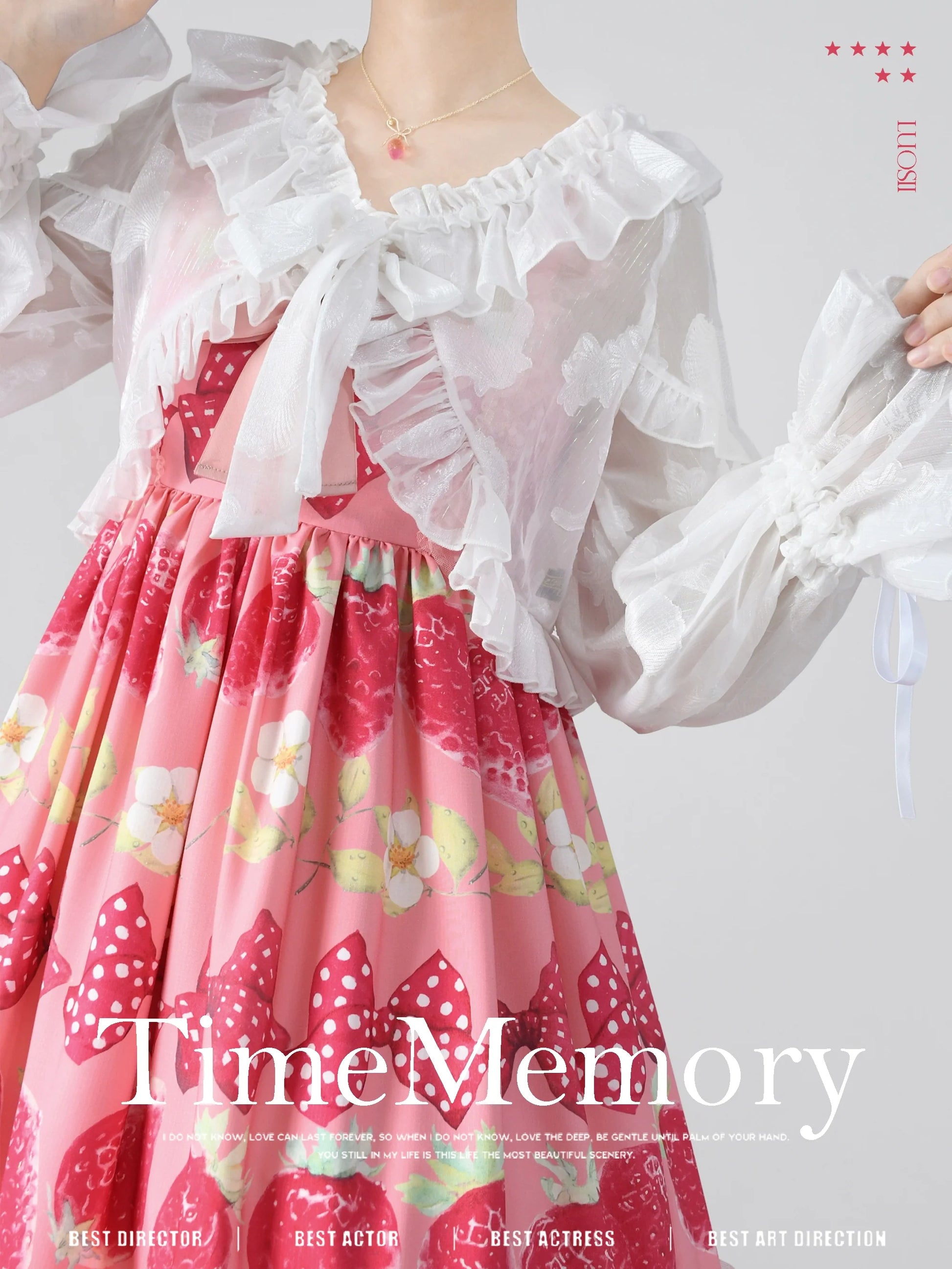 Time Memory - Xianbei - Sweet Lolita Chiffon Lantern Sleeve Cardigan with Bow