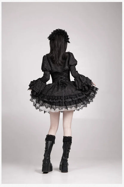 With PUJI - Letter and Poetry ﾂｷ Twilight - Black Gothic Lolita Skirt Set, Witch-Inspired