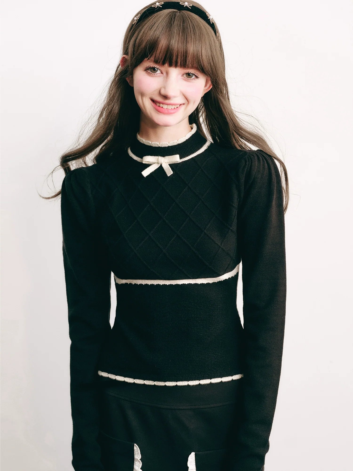 French Chambray Sweater Top Knit Bottoms【s0000004445】