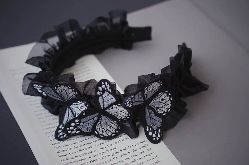 Strange Sugar - Gothic Lolita Black Headdress Butterfly KC Photography Props