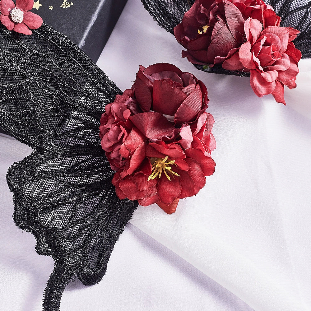 Tang Tang Craft - Gothic Lolita Black Lace Wing Hairclips