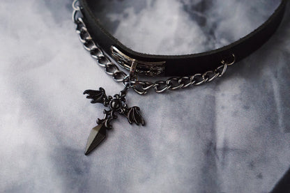 Strange Sugar - Gothic Lolita Cross Leather Choker