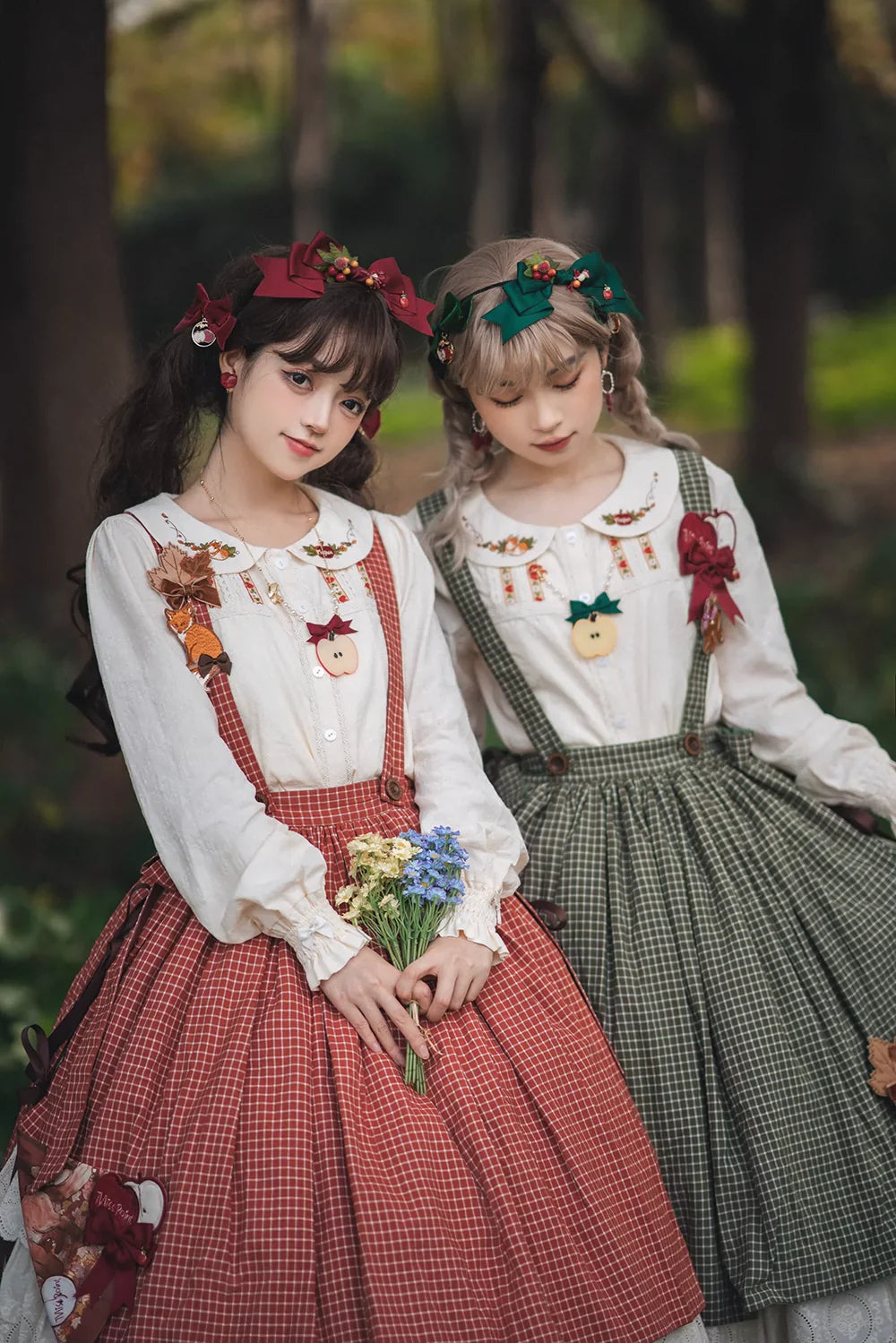 Miss Point - Chubby Fox in the Forest - Sweet Lolita Shirt Embroidered Collar Customized Blouse