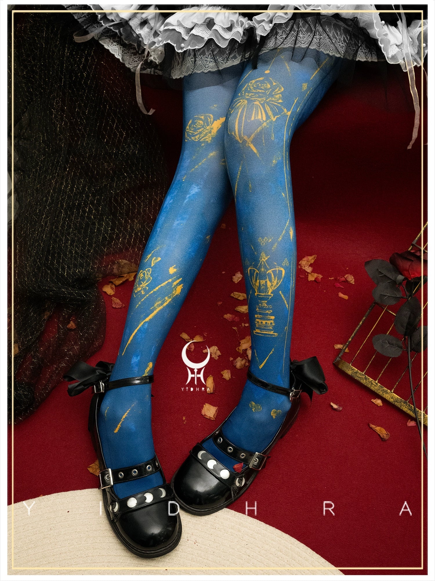Yidhra - Rose Printed Gothic Lolita Pantyhose