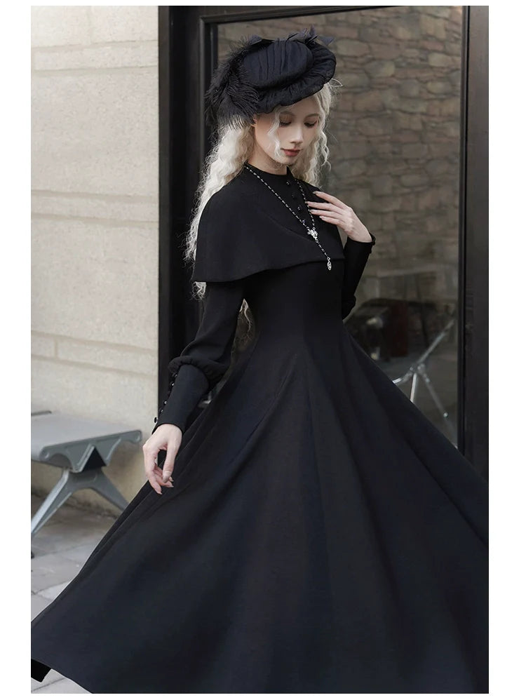 With PUJI - 13th Night - Gothic Lolita OP Dress with Built-in Cape