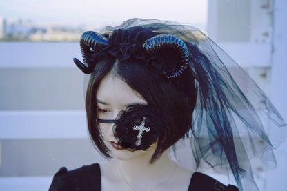 Strange Sugar - Gothic Lolita Lace Cross Eye Mask