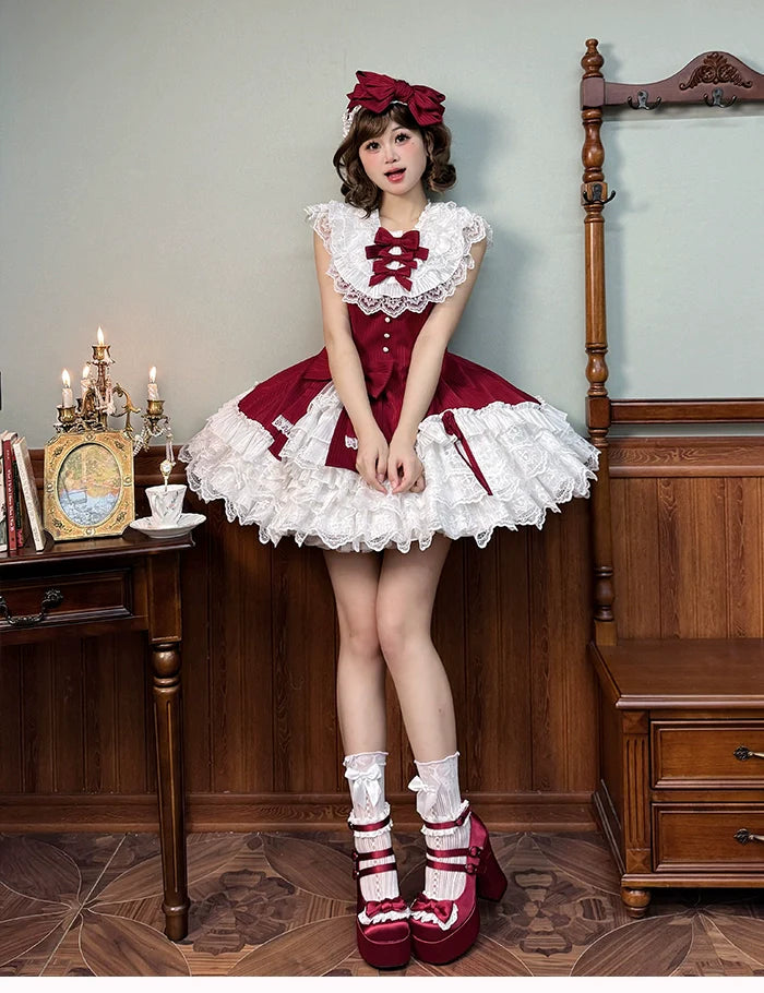 Alice Girl - Arrogant Miss - Sweet Lolita Jumper Dress with Tiered Lace Dress