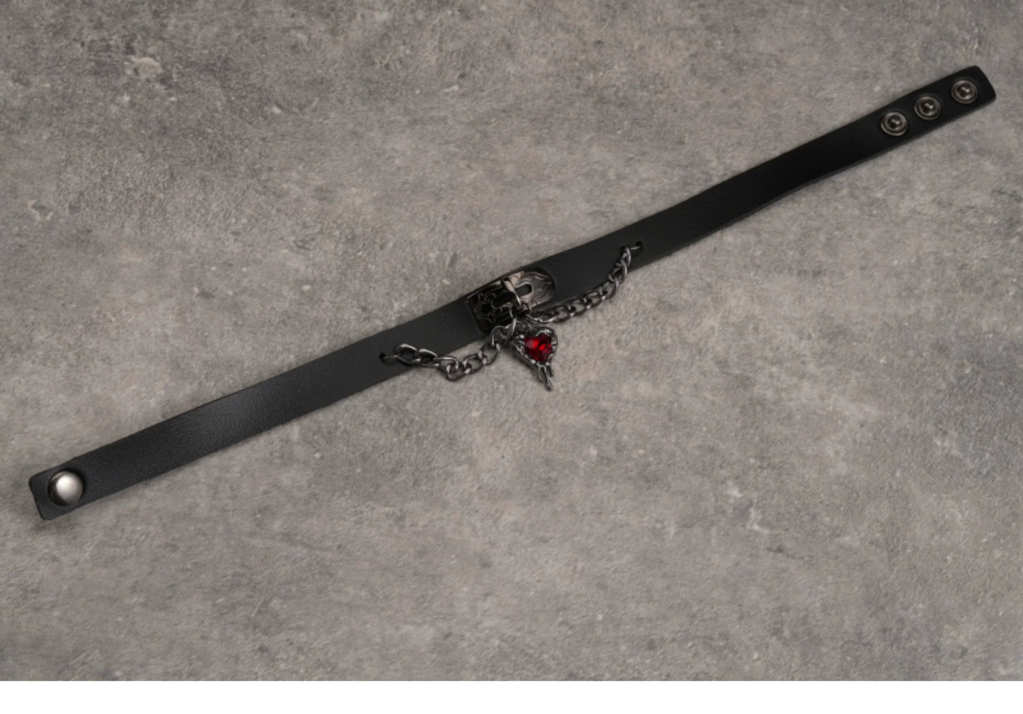 Strange Sugar - Gothic Lolita Choker Faux Leather Heart Pendant Necklace