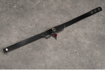 Strange Sugar - Gothic Lolita Choker Faux Leather Heart Pendant Necklace