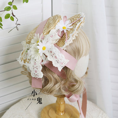 Xiaogui - Flower Lolita Tea Party Straw Hat