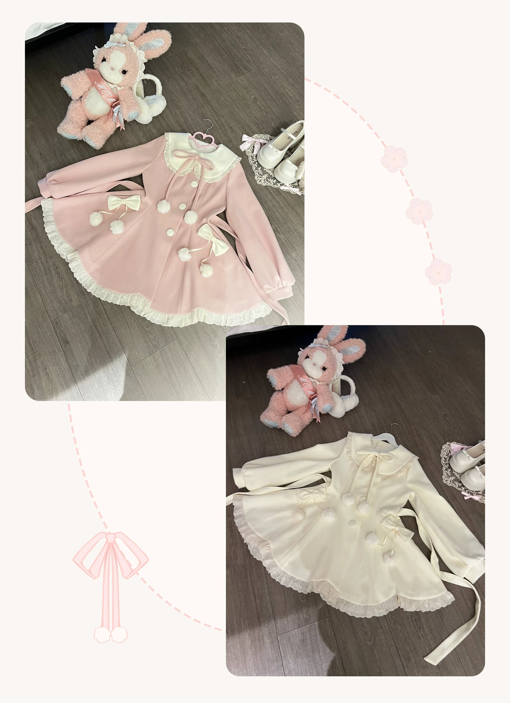 Platycodon House - Winter Love Song - Winter Sweet Lolita Coat Korean Style Overcoat Bow Scarf