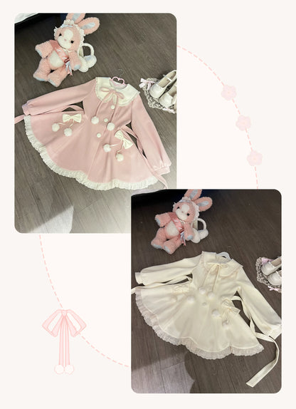 Platycodon House - Winter Love Song - Winter Sweet Lolita Coat Korean Style Overcoat Bow Scarf