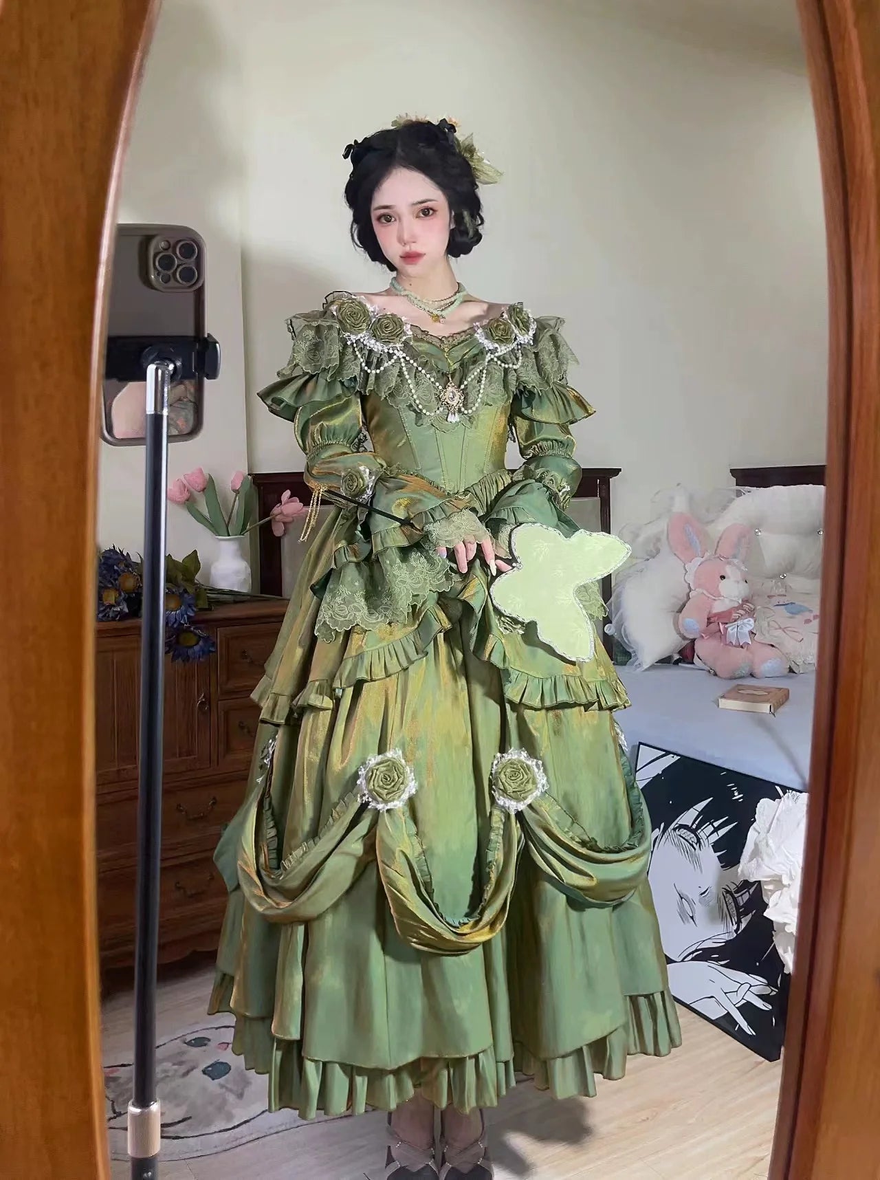 Meowing and fruity - Tana Manor - Classic Lolita OP Dress, Floral Decoration