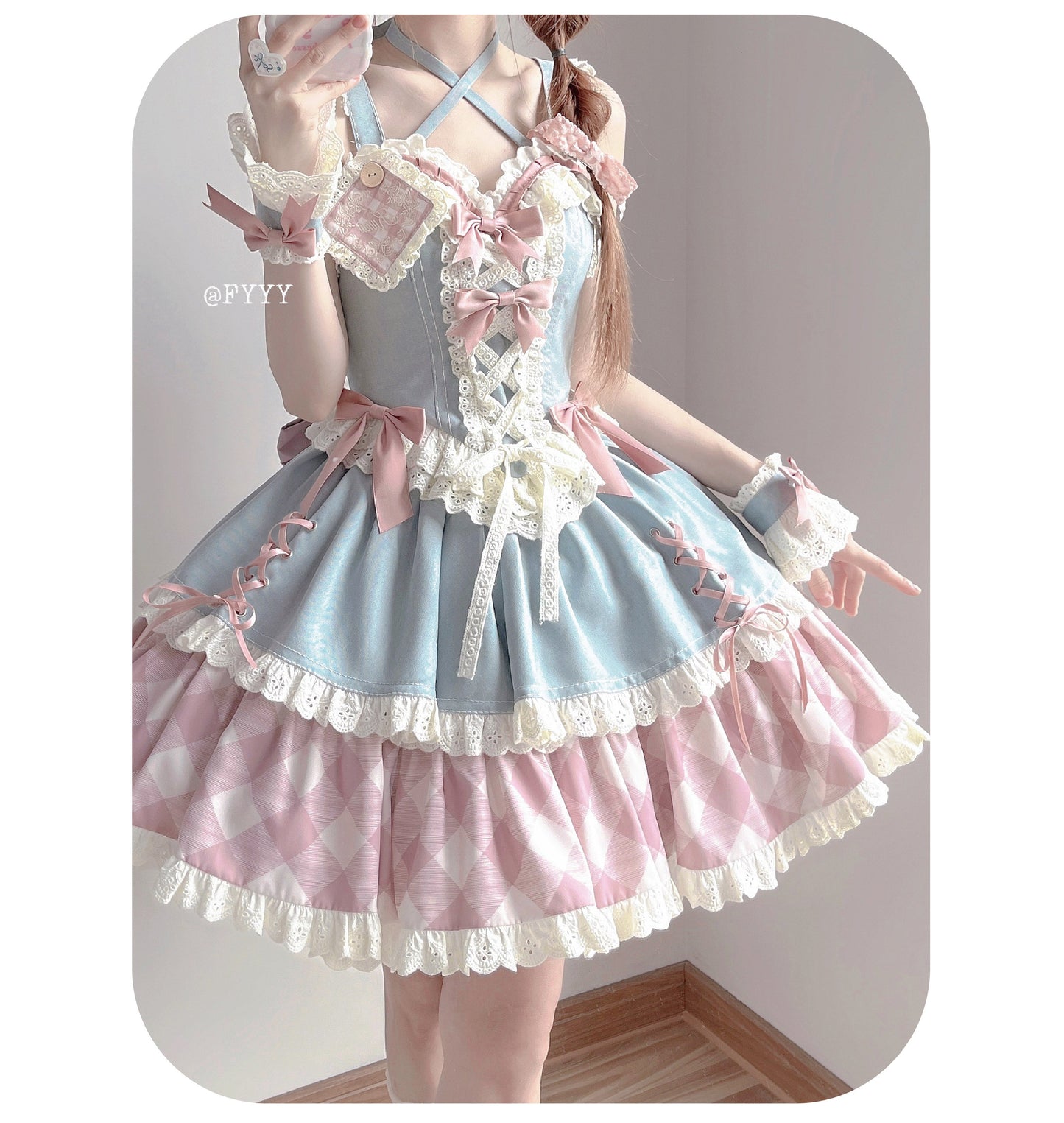 Kuma - Sweet Cowboy - Sweet Lolita Pastel Colors Denim Skirt Set