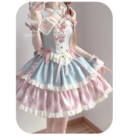 Kuma - Sweet Cowboy - Sweet Lolita Pastel Colors Denim Skirt Set