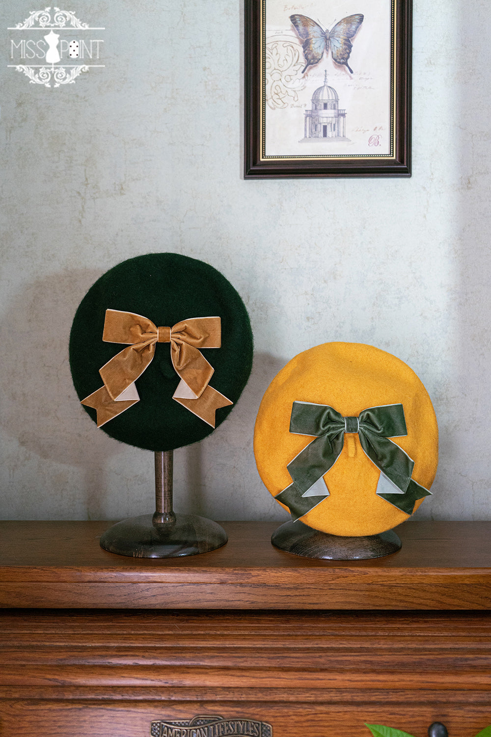 Miss Point - Stripped Lolita Headband Veil Hat Clip Necklace