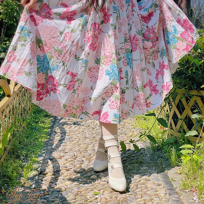 Sentaro - Floral Carved - Vintage Lolita Shoes Mary Jane Hollow-out Ankle Boots