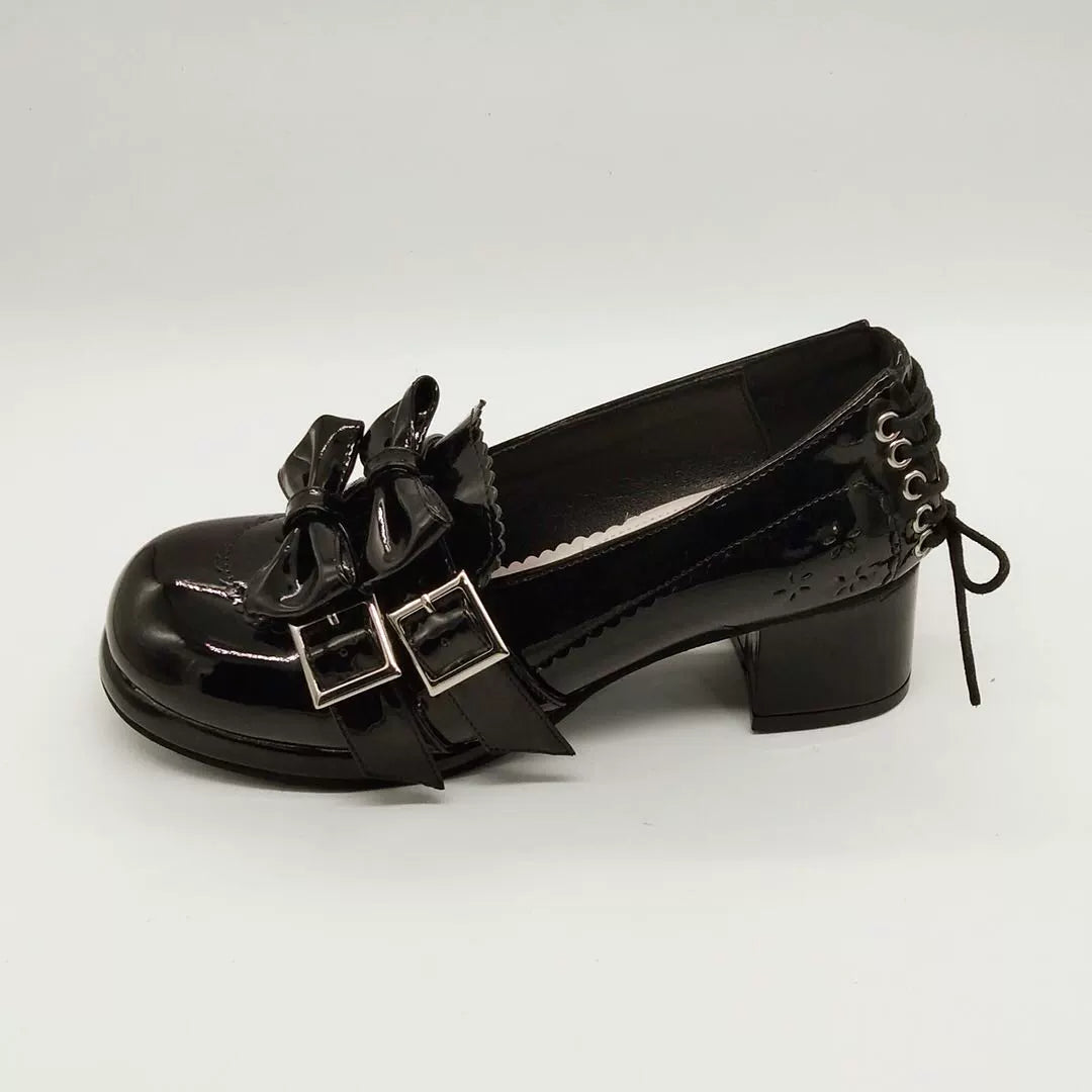 Antaina - Sweet Lolita Mary Jane Shoes Shiny Bow Shoes