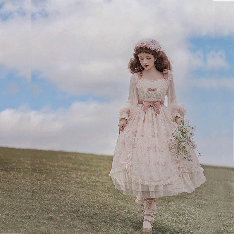 Letters from Unknown Star - Time Stationery - Elegant Lolita Long Sleeve OP Dress