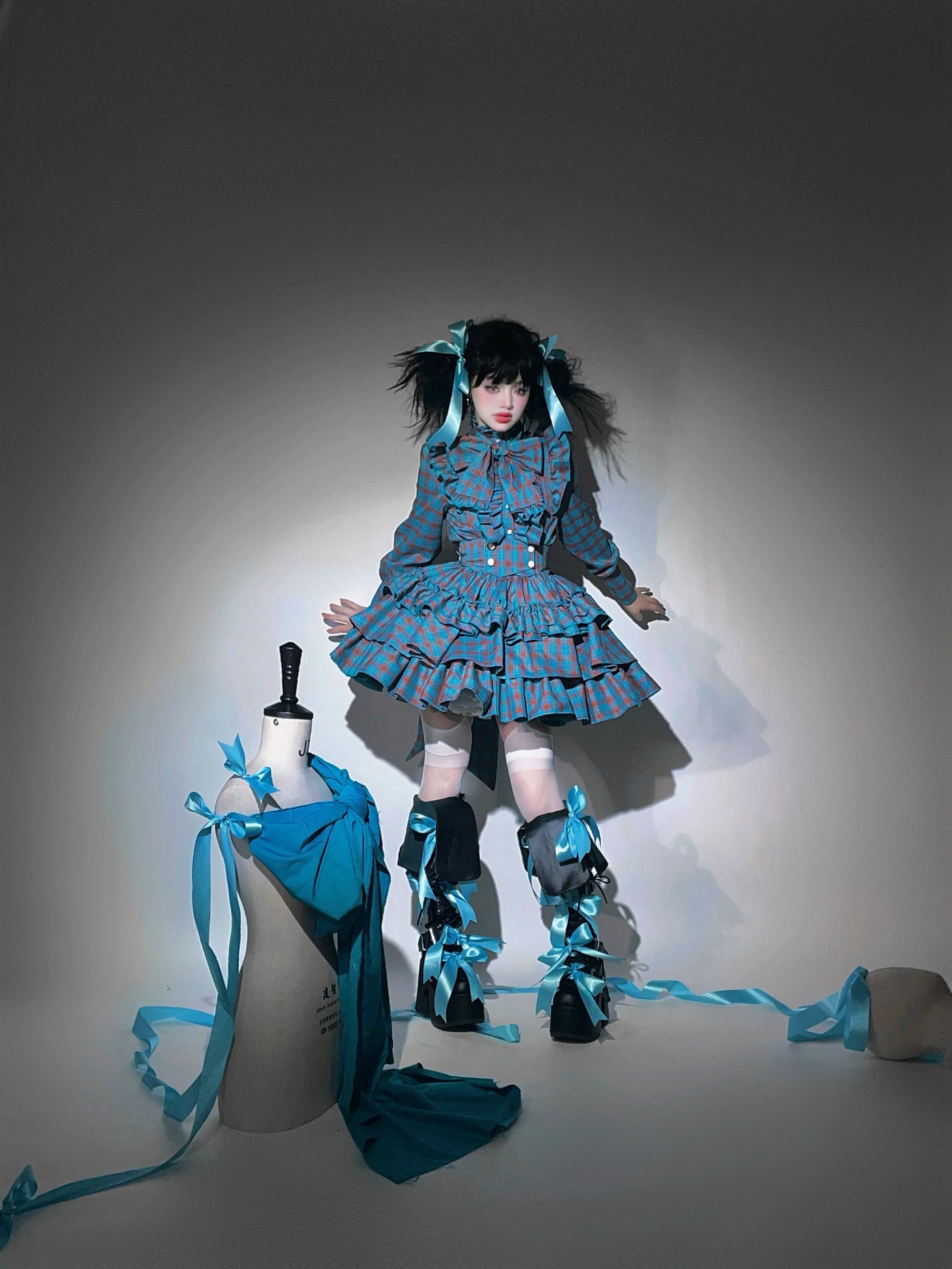 CATCOCOON - Humanoid Gift Box - Christmas Plaid Lolita Blouse & SK