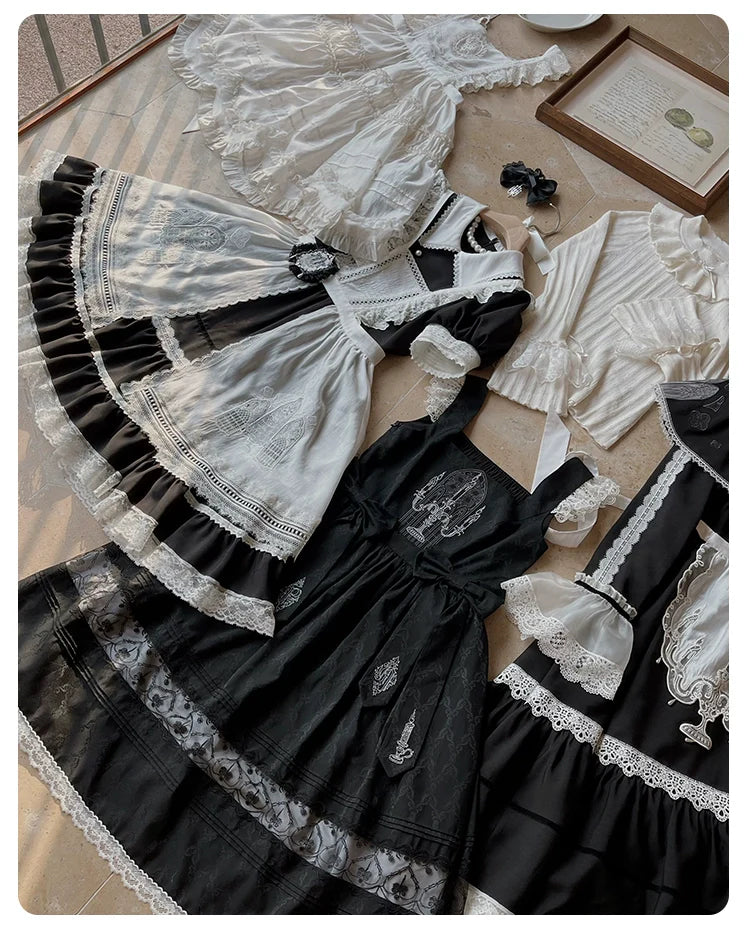 Mademoiselle Pearl - Winter Evening Prayer - Gothic Lolita Jumper Dress Embroidered Candlestick OP Dress