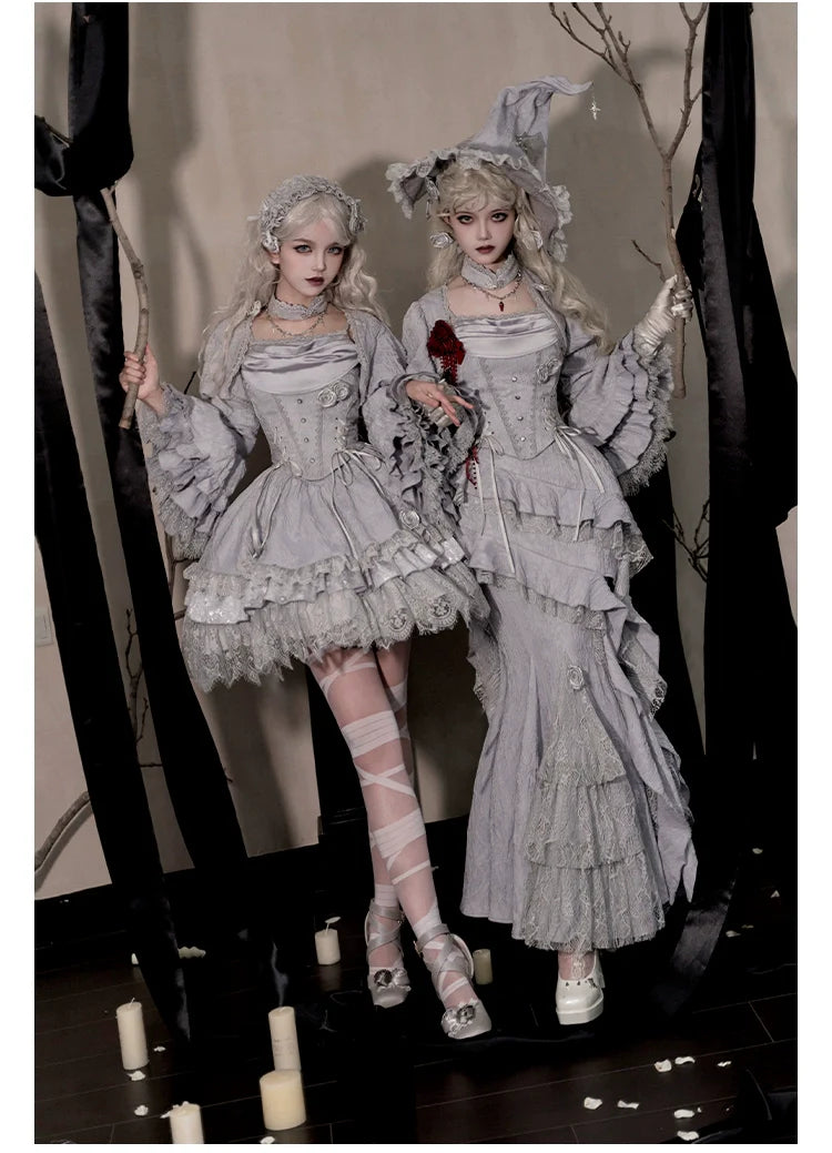 With PUJI - Letter and Poetry ﾂｷ Twilight - Gothic Witch Lolita SK Suit Bodice Mermaid Dress