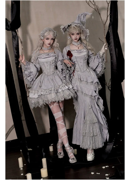 With PUJI - Letter and Poetry ﾂｷ Twilight - Gothic Witch Lolita SK Suit Bodice Mermaid Dress