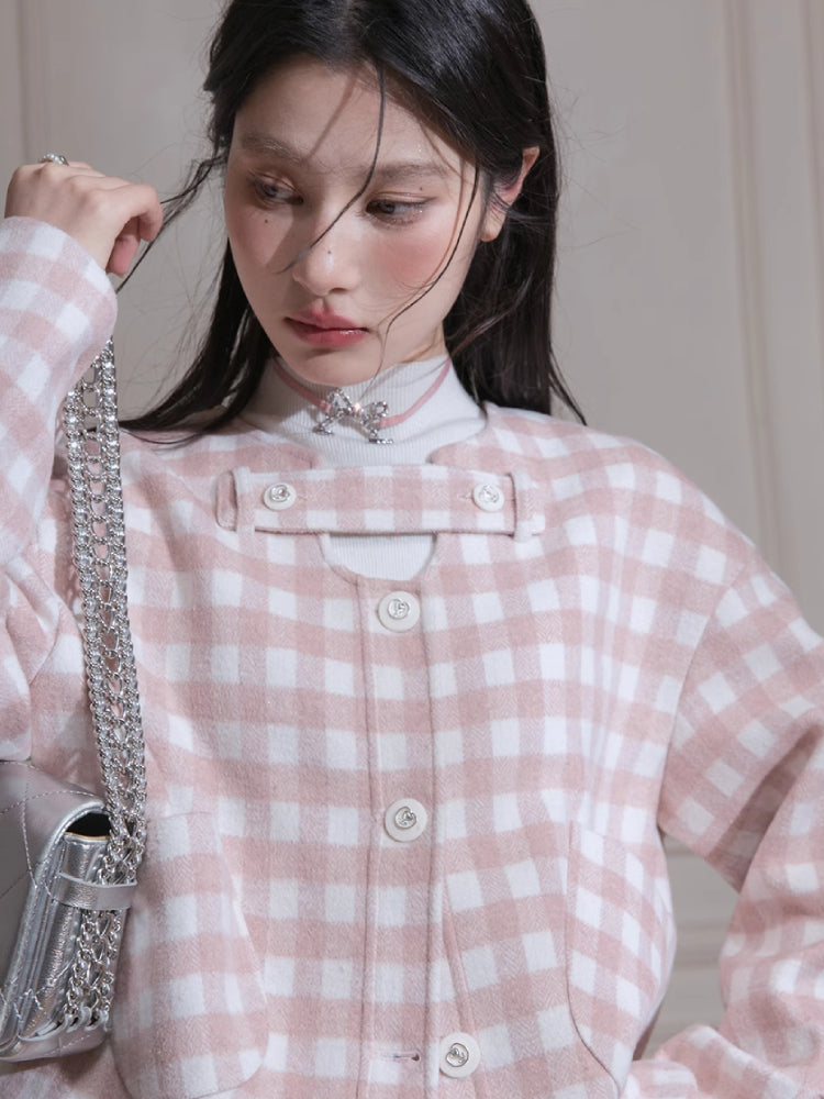 Plaid jacket + skirt【s0000007221】