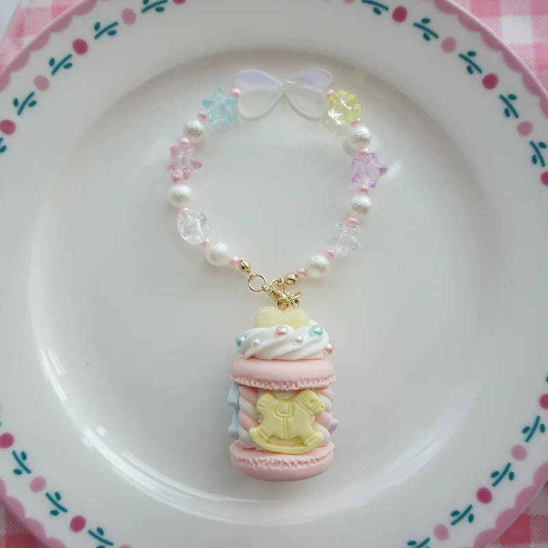 Cat Tea Party - Sweet Lolita Necklace Carousel Cream Macaron Bag Pendant