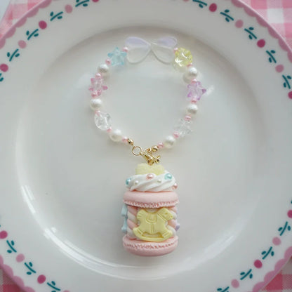 Cat Tea Party - Sweet Lolita Necklace Carousel Cream Macaron Bag Pendant
