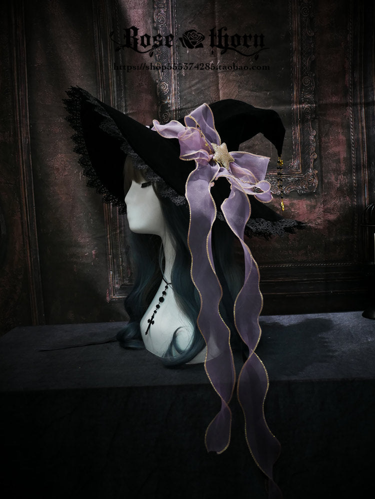 Rose Thorn - Twinkle Veil Lolita Halloween Witch Hat
